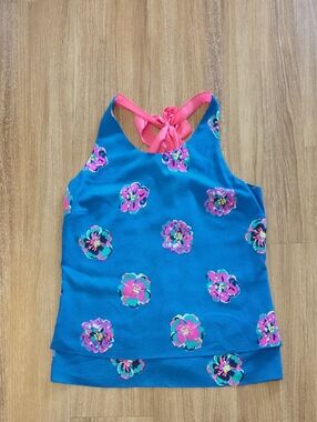 Maris Royce Blue Floral Tie Blouce